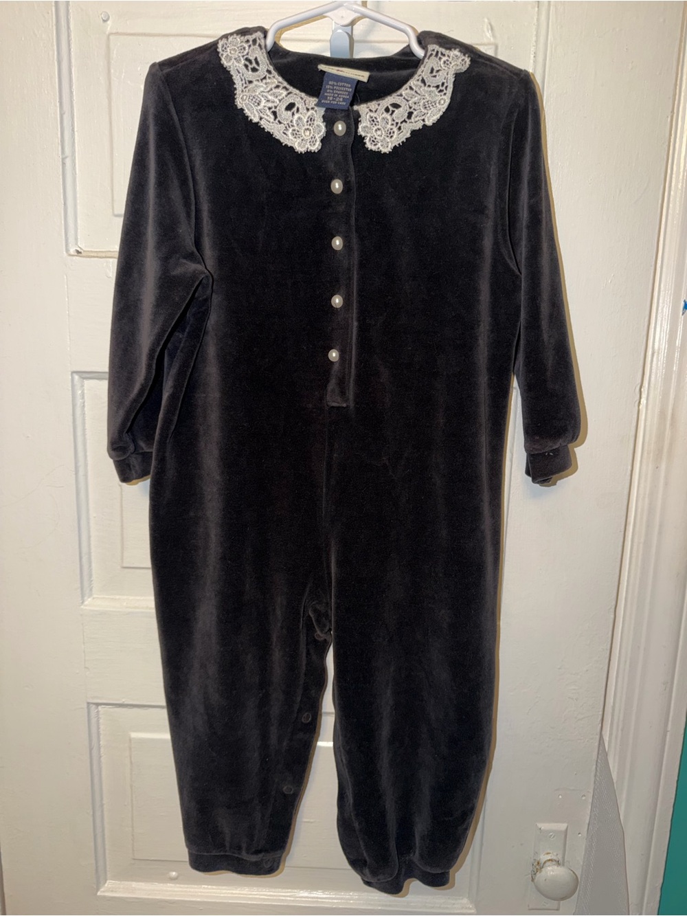 Velour Lace-Collar One-Piece